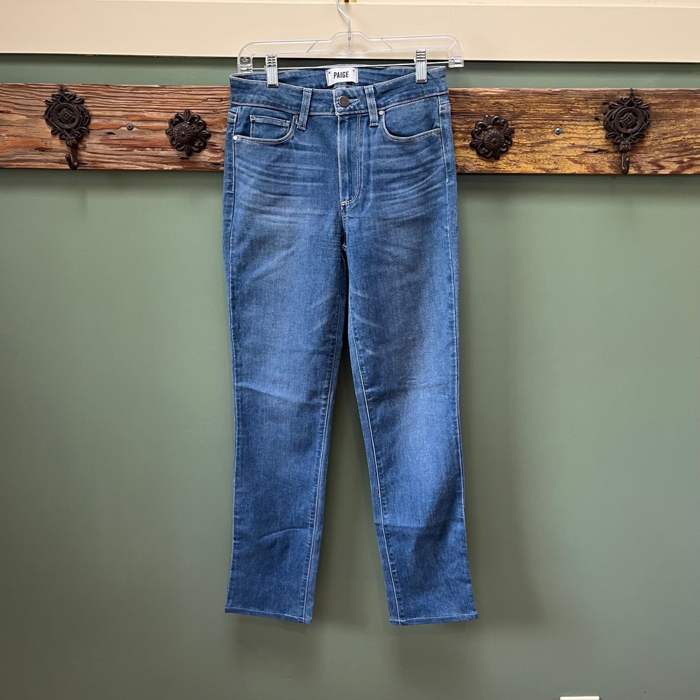 PAIGE‎ Hoxton Straight High Rise Jeans Size 27 Medium Blue Wash Stretch Denim